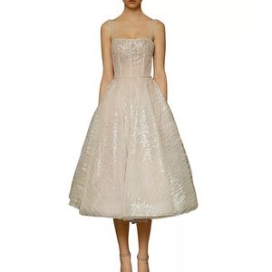Bronx and Banco Mademoiselle Bridal Midi Dress in White